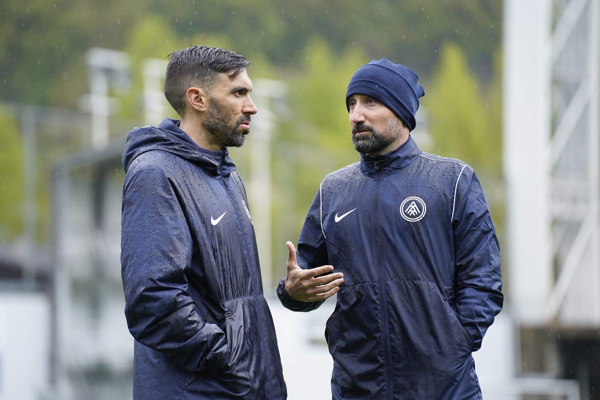 Sarabia, a l'esquerra, durant un entrenament d'aquesta setmana.