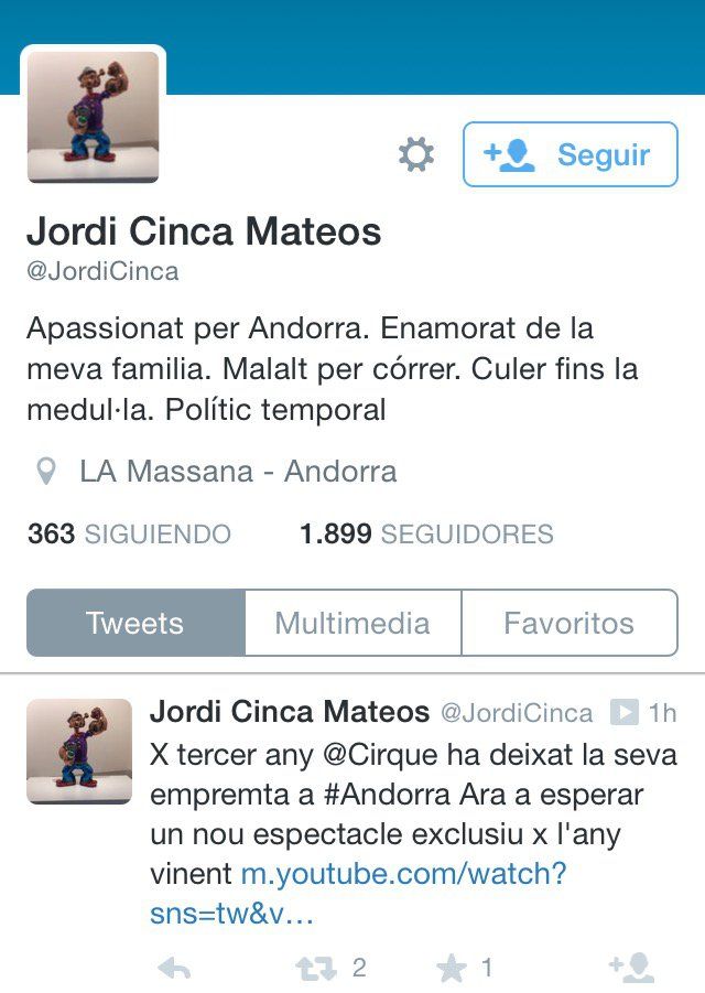 El ministro de Finanzas de Andorra se presenta en twitter con una foto de Popeye