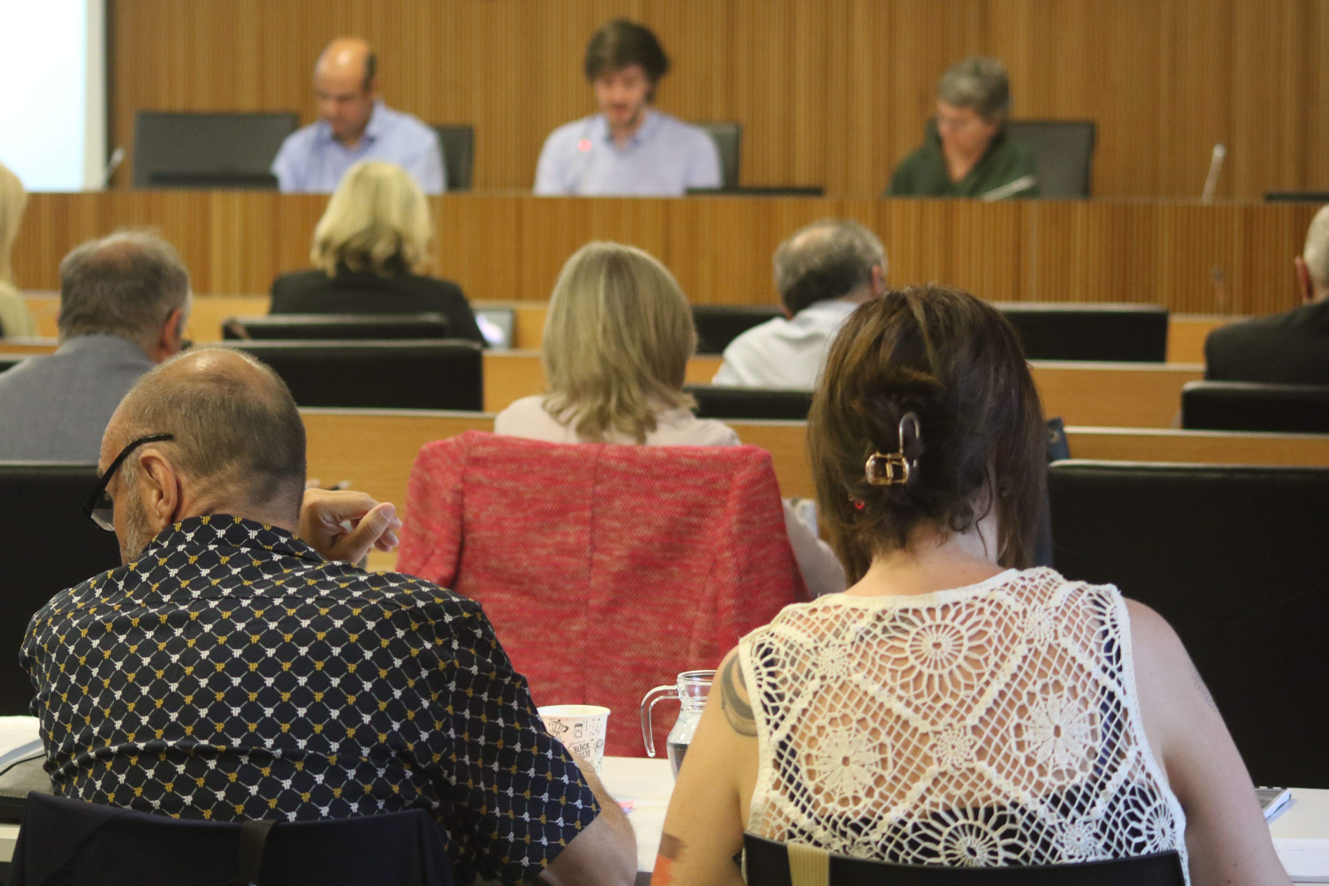 Un moment d'una reunió de la comissió, amb la socialdemòcrata Susanna Vela al fons a la dreta.