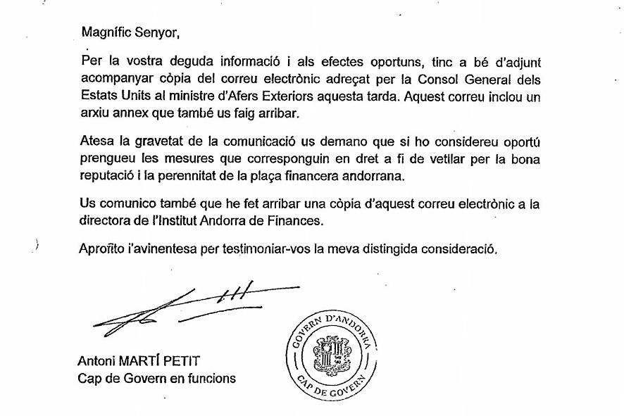 Govern d\'Andorra: víctima o botxí? Què sabia Toni Martí al març del 2015?