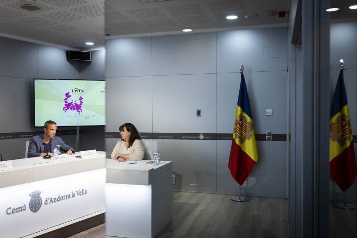 Alain Cabanes i Meritxell Pujol durant la roda de presentació d'aquest dijous.