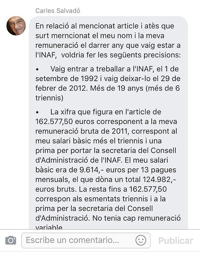 ‘Bufetada’ d’un exdirector de l’INAF al ministre Cinca per “esventar” interessadament el salari que percebia