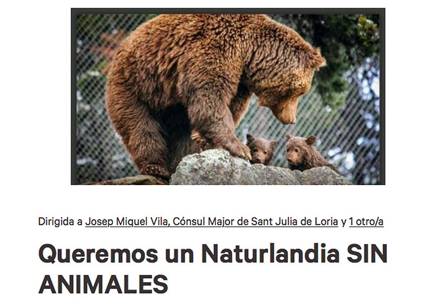 Més de 2.500 persones ja han firmat perquè Naturlandia suprimeixi el parc d\'animals Més de 2.500 persones ja han firmat perquè Naturlandia suprimeixi el parc d\'animals