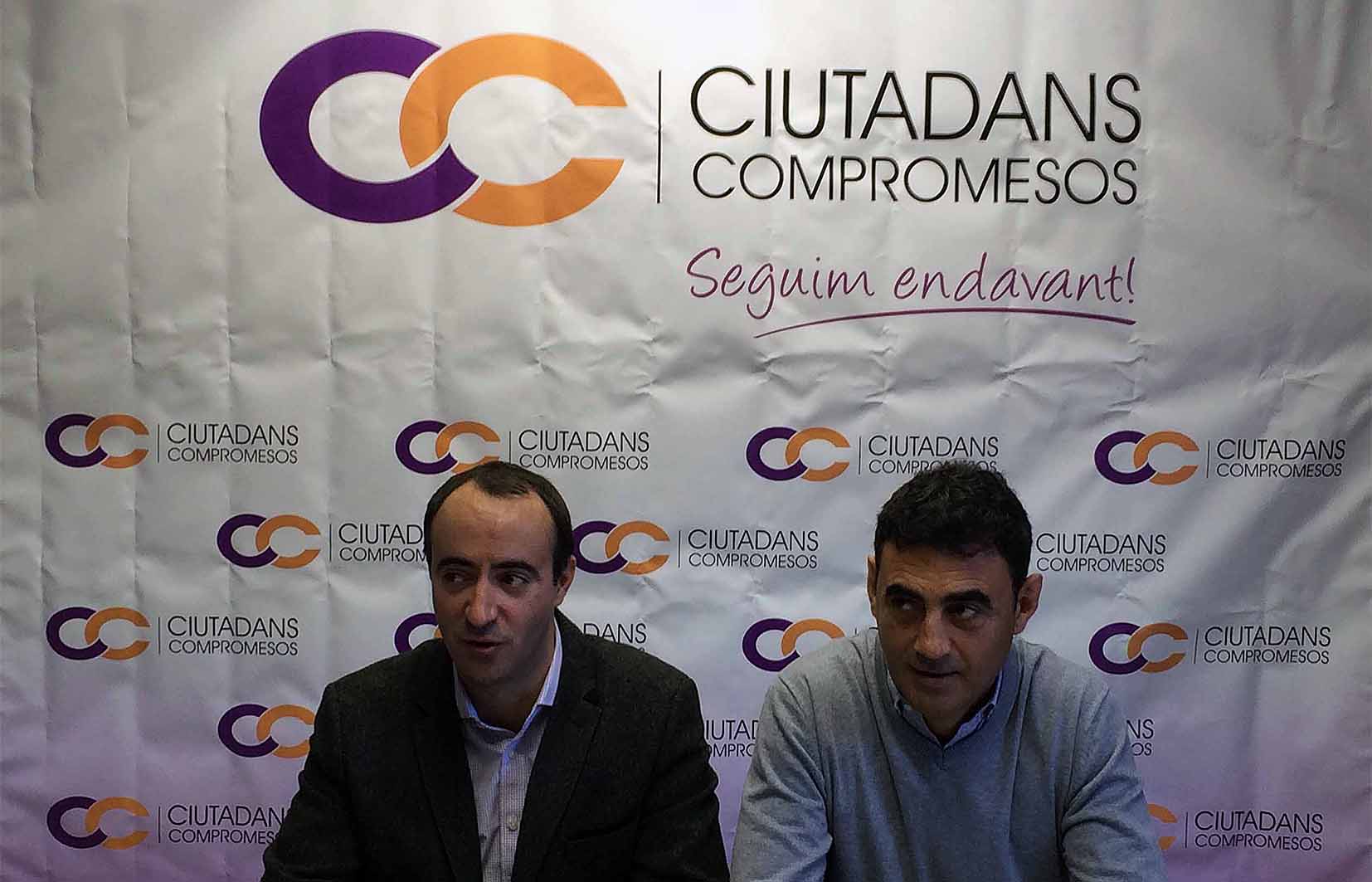 David Baró i Raül Ferré, els dos cònsols massanencs i, alhora, dos dels dirigents de Ciutadans Compromesos.