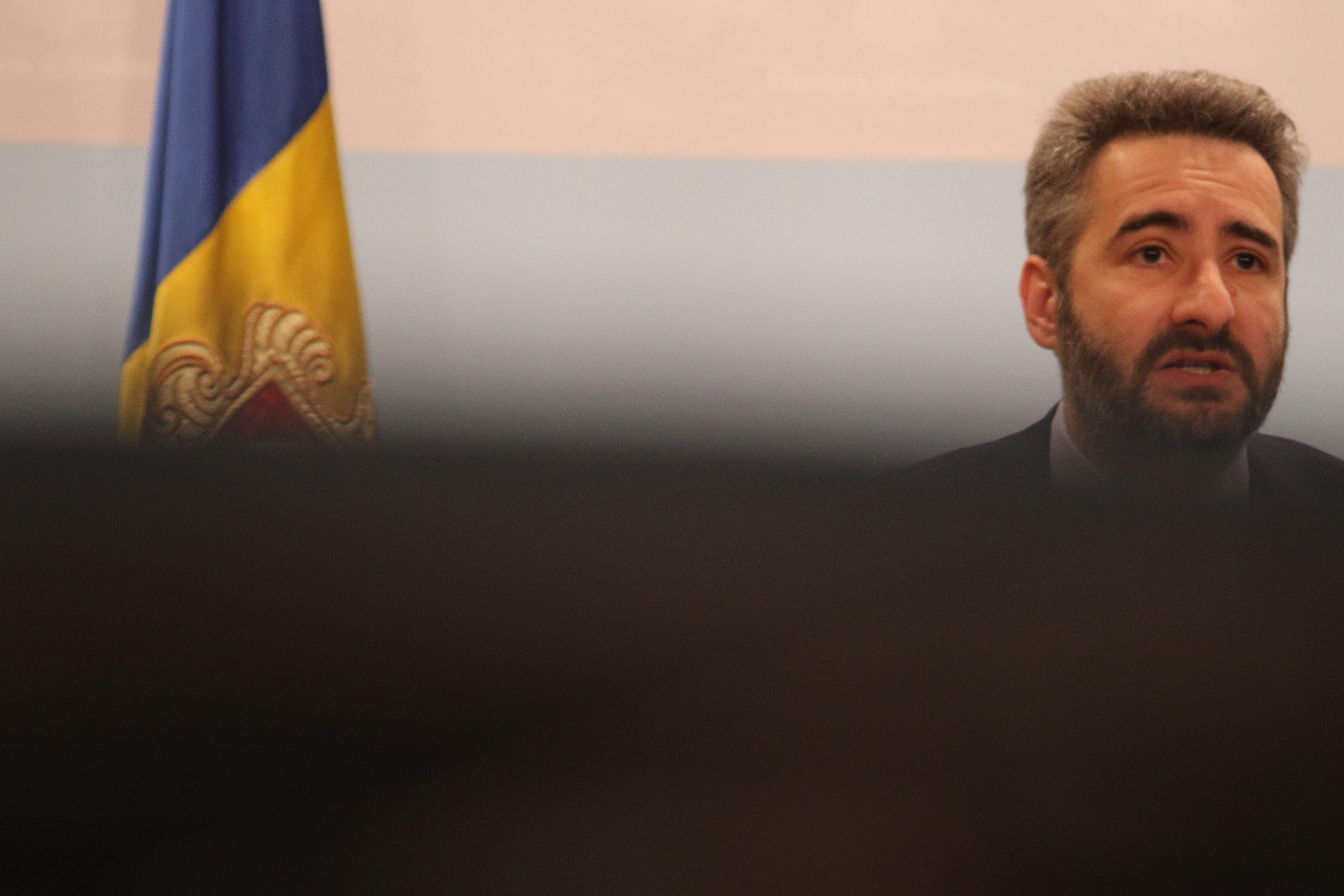 Eric Jover durant la compareixença d'aquesta tarda.