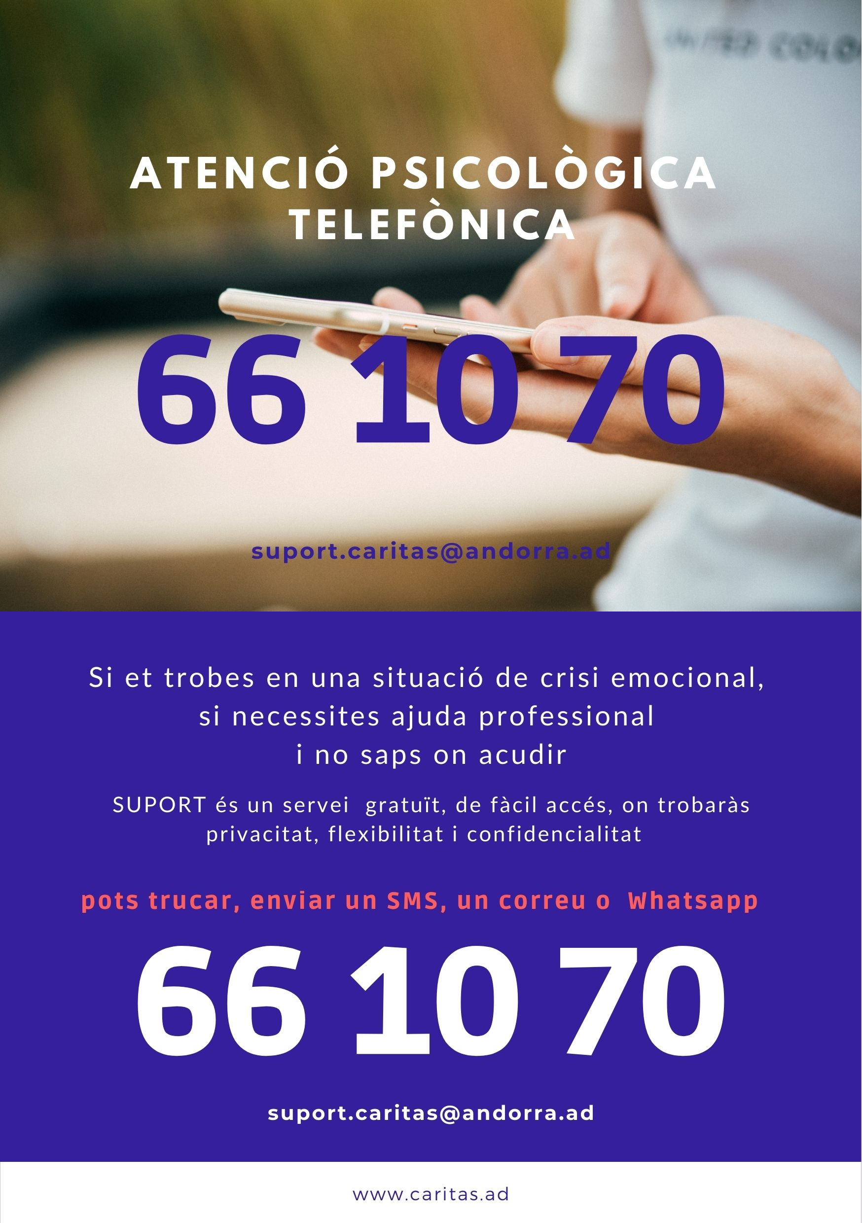 Número d'atenció psicològica de Càritas.