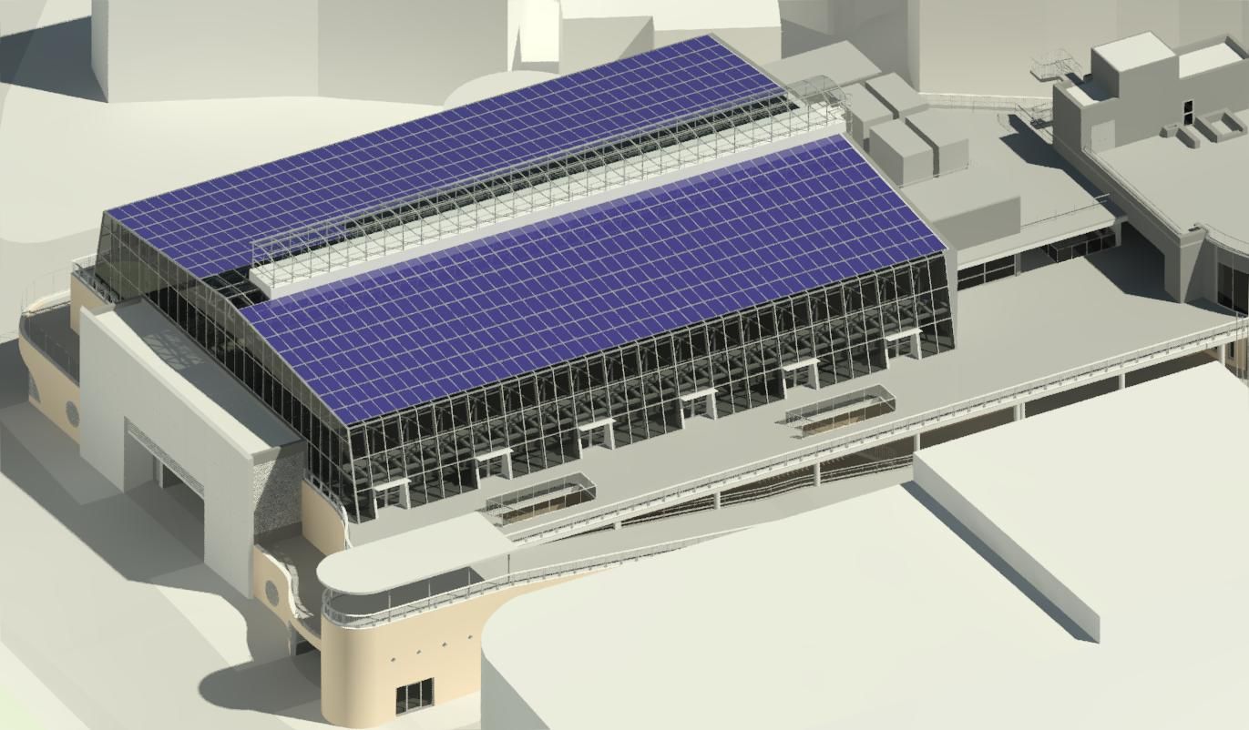 Imatge de com quedaria la instal·lació de panells fotovoltaics a la coberta