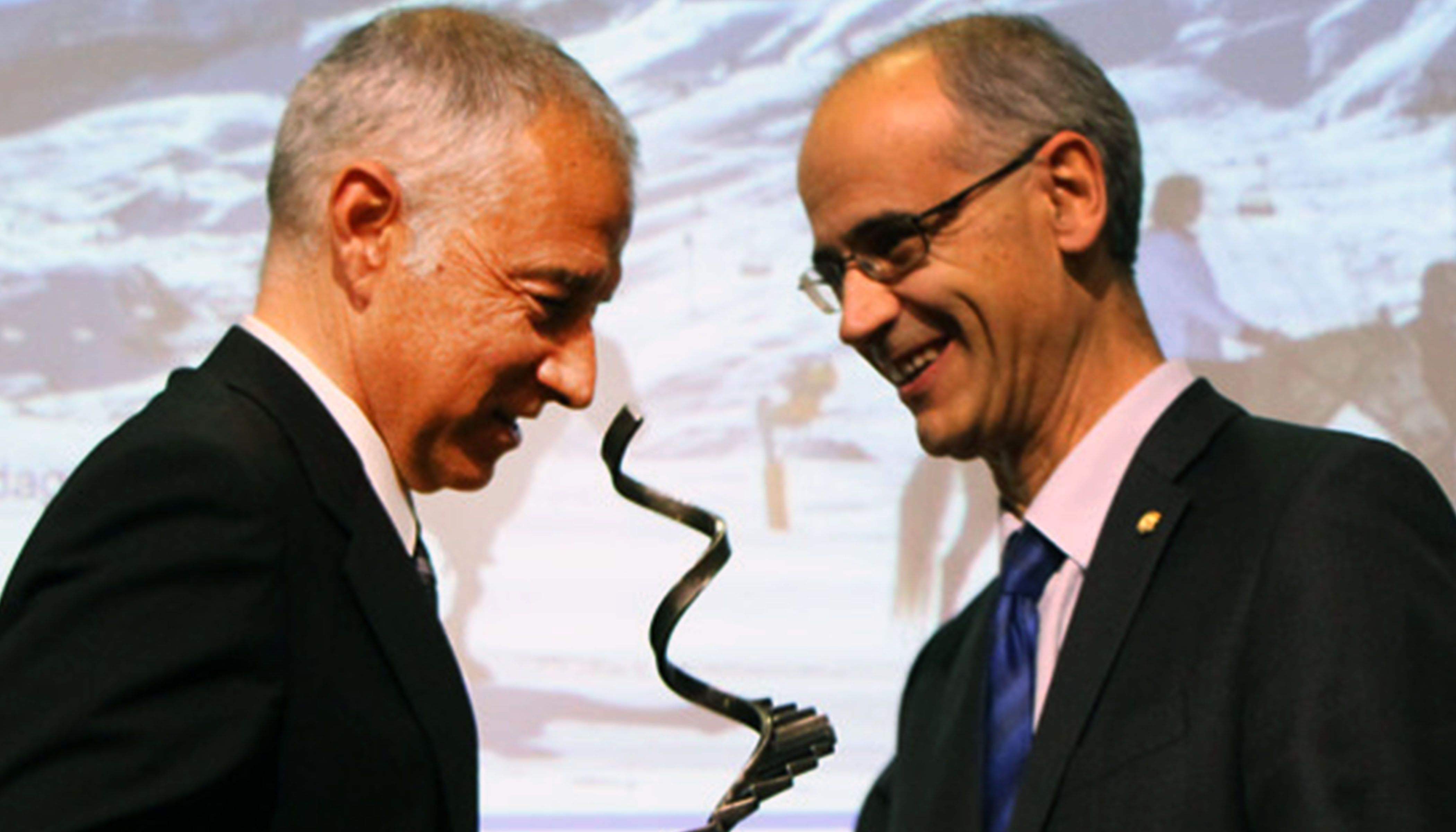 Joan Viladomat i Toni Martí durant un acte de la CEA en què van coincidir.