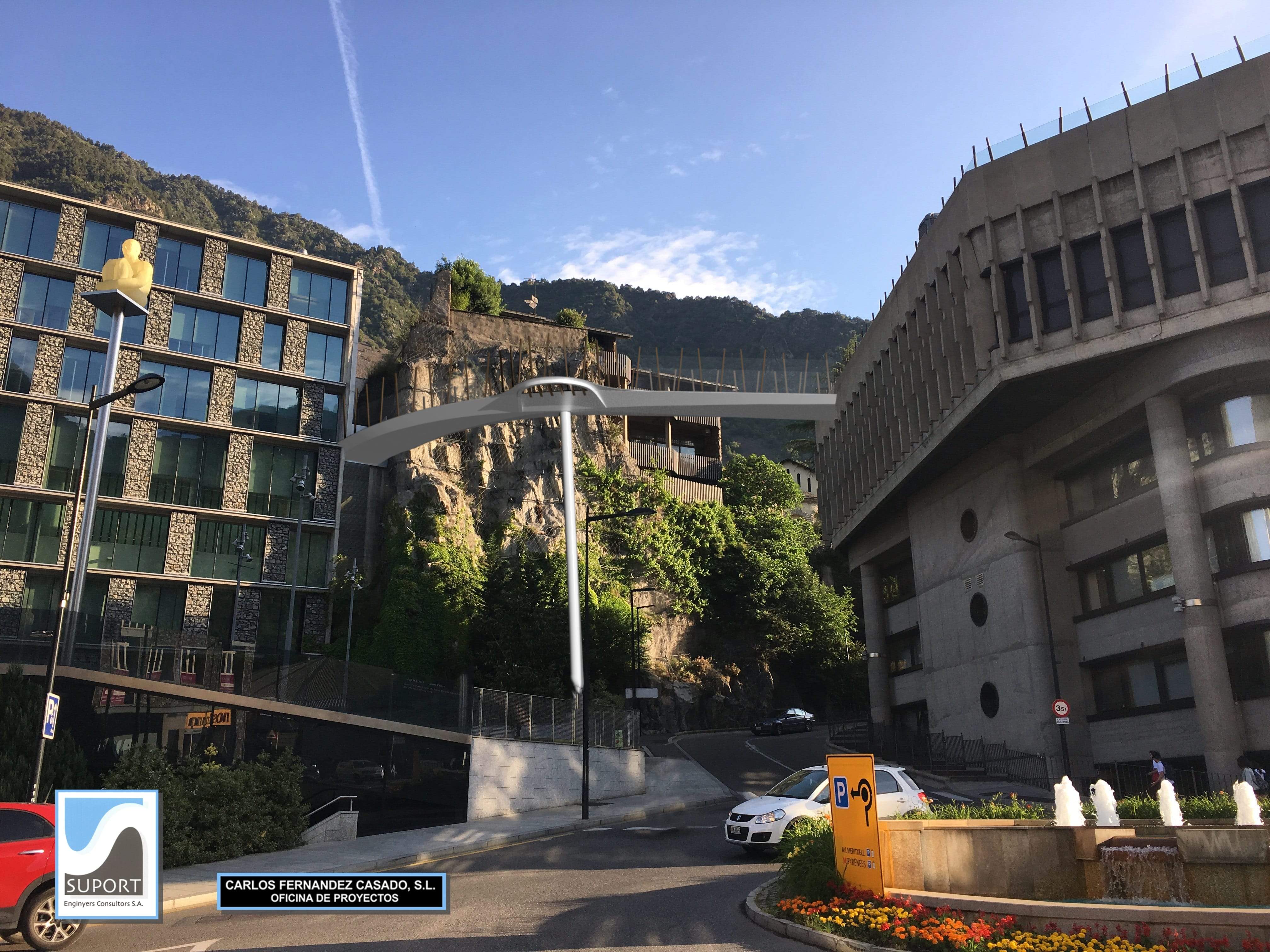 Recreació de la passarel·la que connectarà la plaça del Poble i el carrer de la Vall