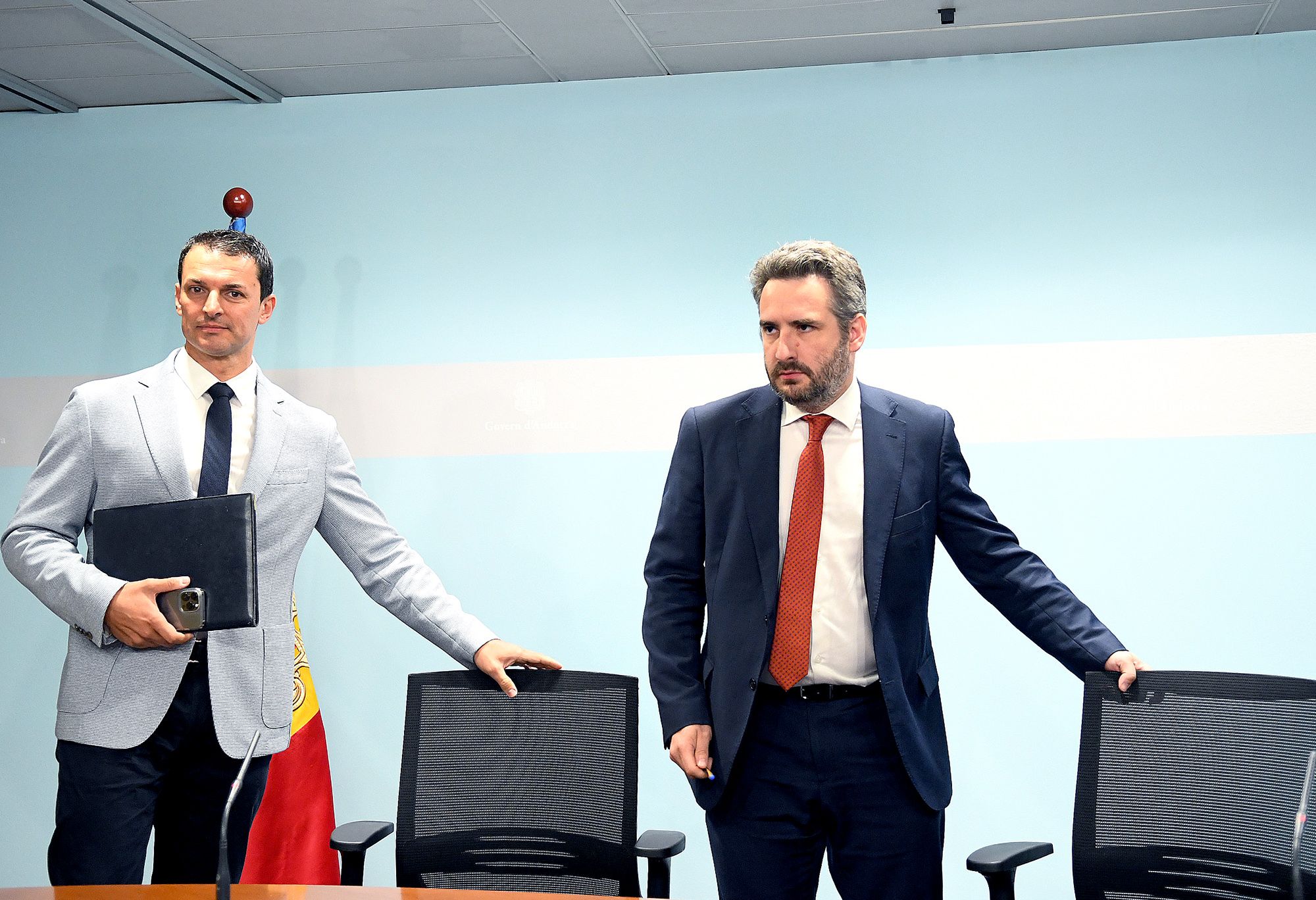 Eric Jover durant els moments previs a la compareixença d'aquesta tarda.