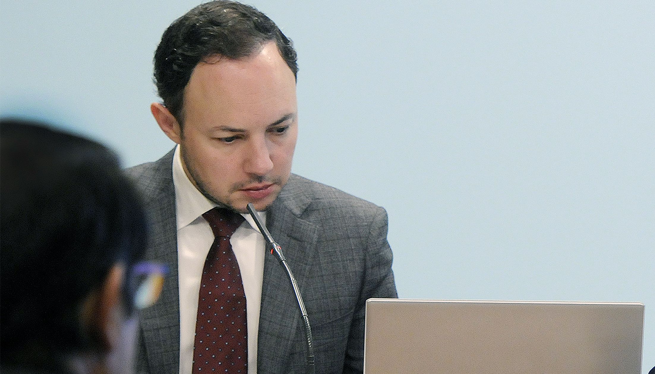 El ministre de Justícia, Xavier Espot, durant un acte sobre formació educativa a la presó.