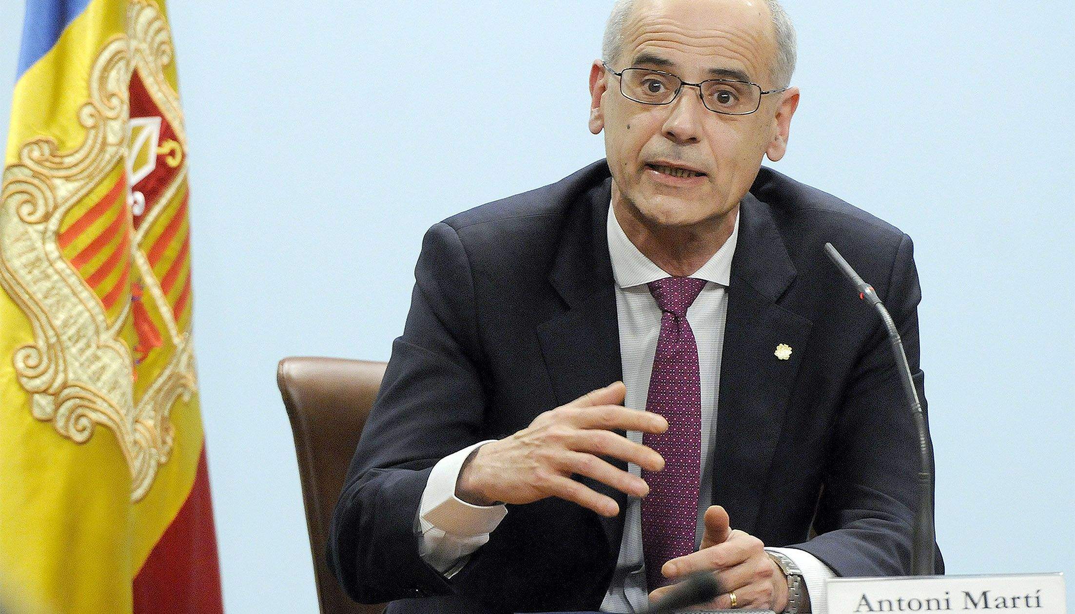 El cap de Govern, Toni Martí, durant la compareixença pública d'aquest dilluns.