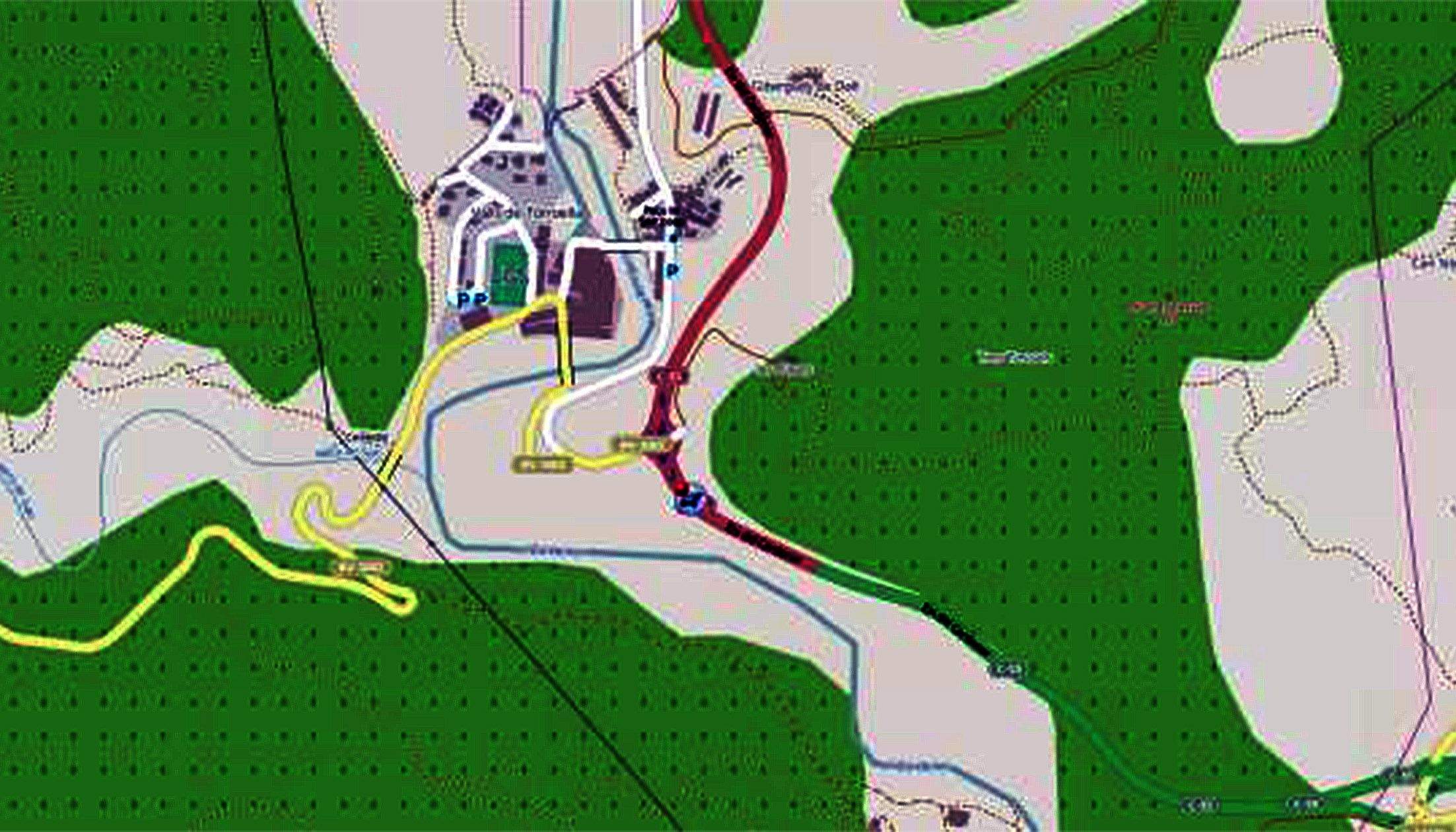 Mapa de la zona on hi va haver l'accident amb les retencions, en vermell, causades per la col·lisió.
