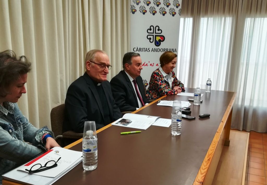 Un moment de la roda de premsa de la presentació de la memòria de Càritas Andorrana.
