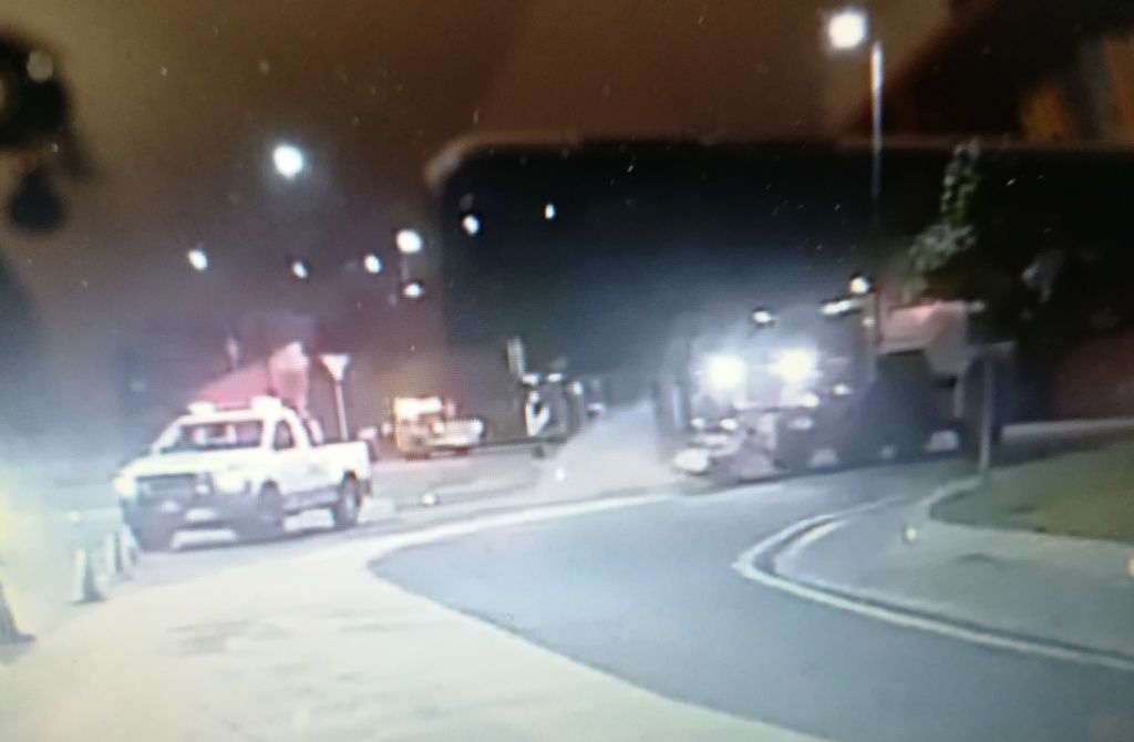 Una màquina del COEX treballant a la Margineda aquesta matinada.