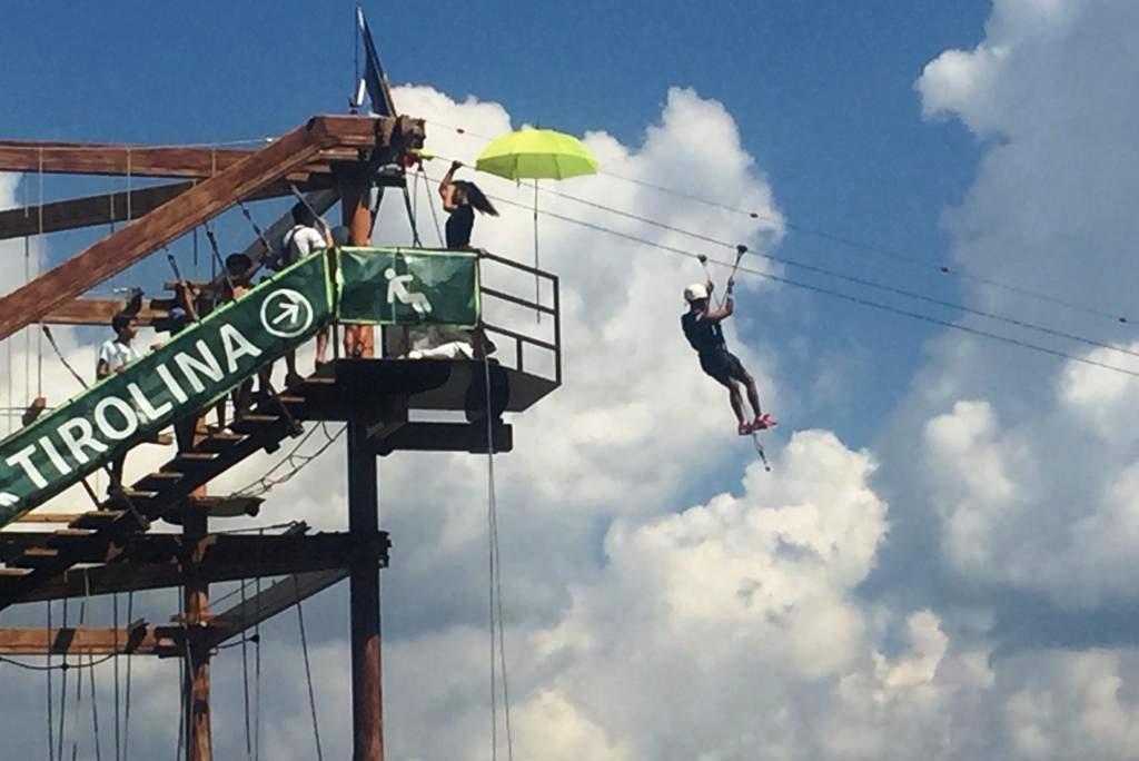 La tirolina que hi ha actualment a Naturland.