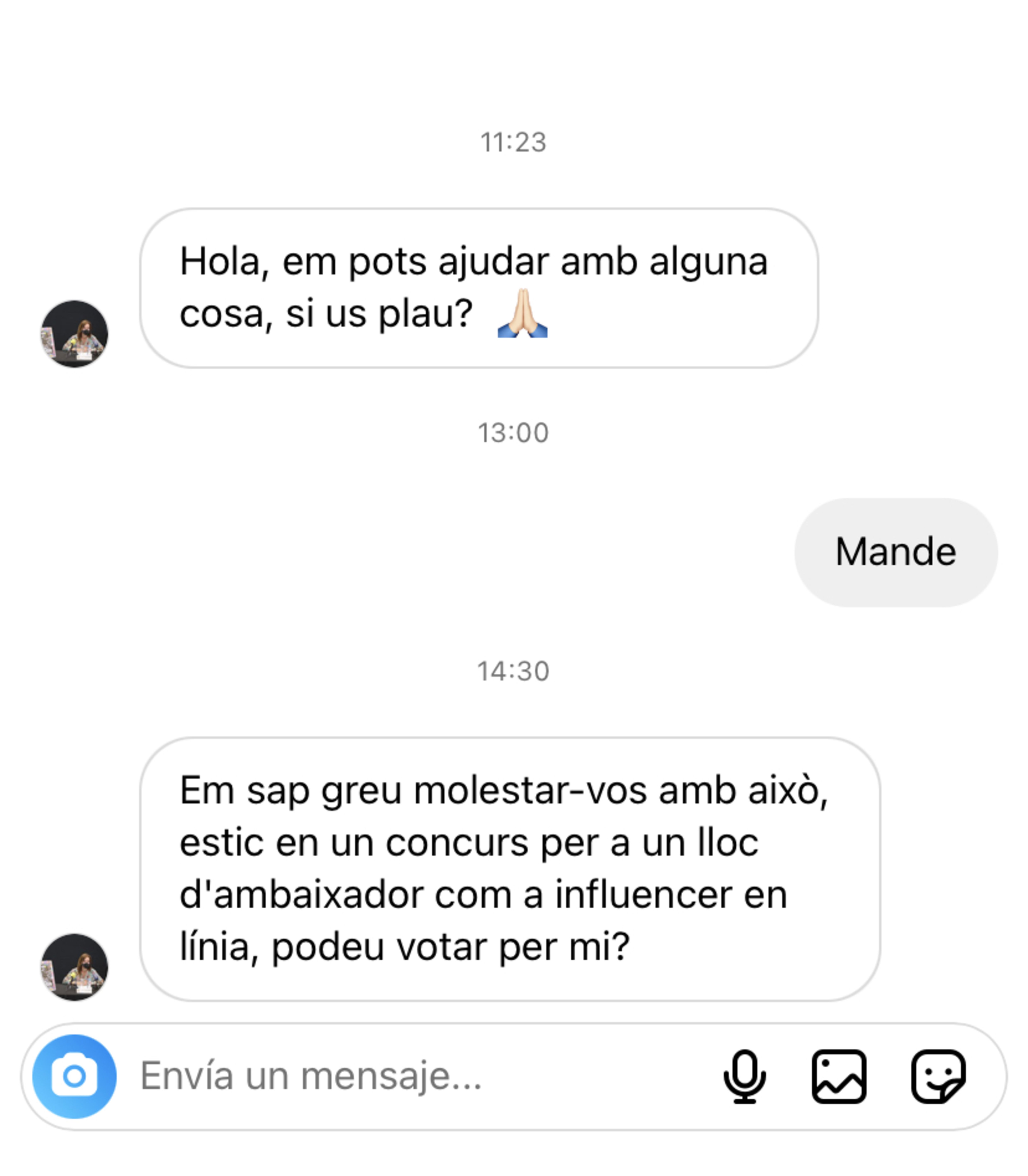 Un exemple de 'conversa hackejada'. Un exemple de 'conversa hackejada'.