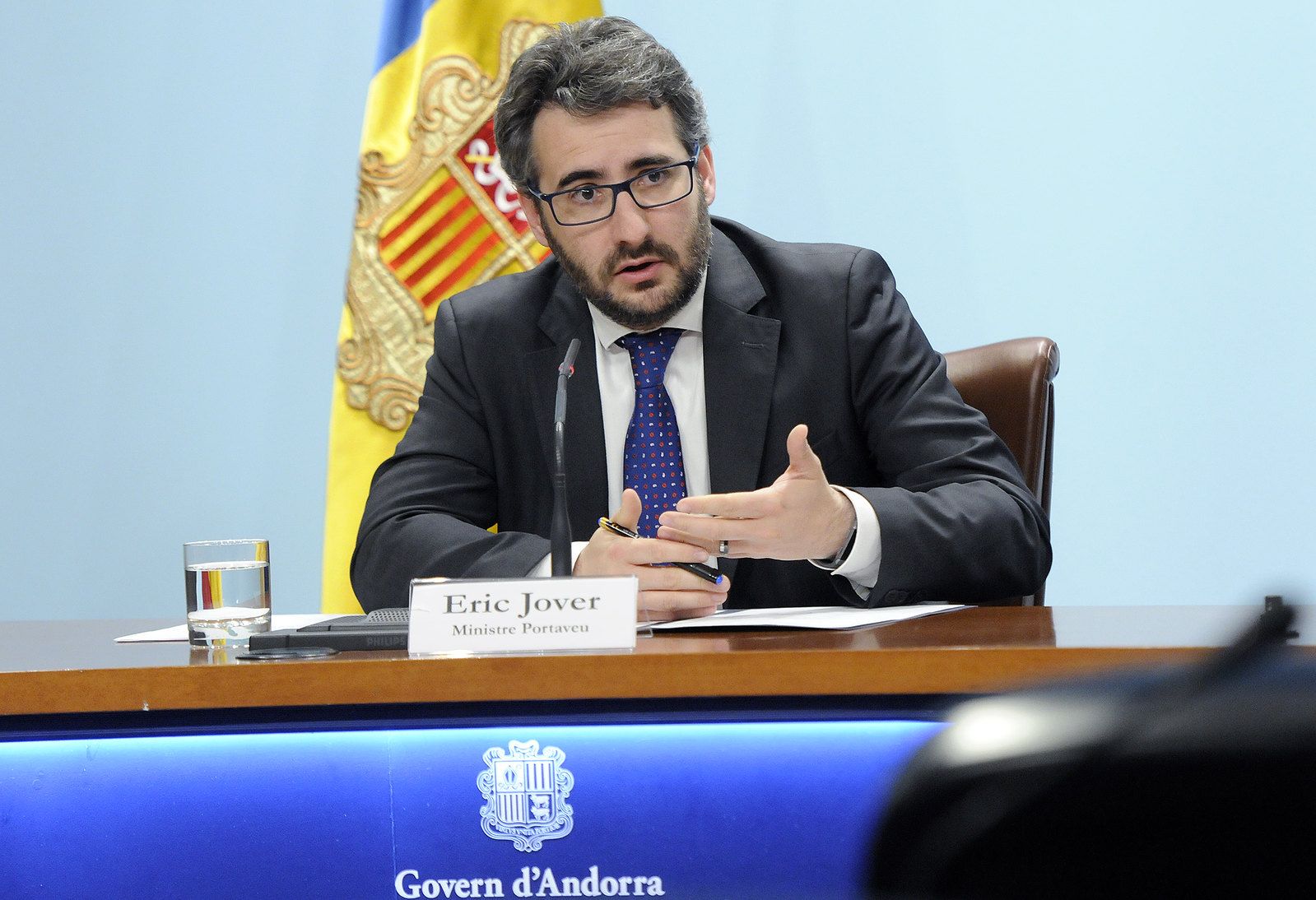 El ministre portaveu Eric Jover, durant la roda de premsa d'aquest dimecres.