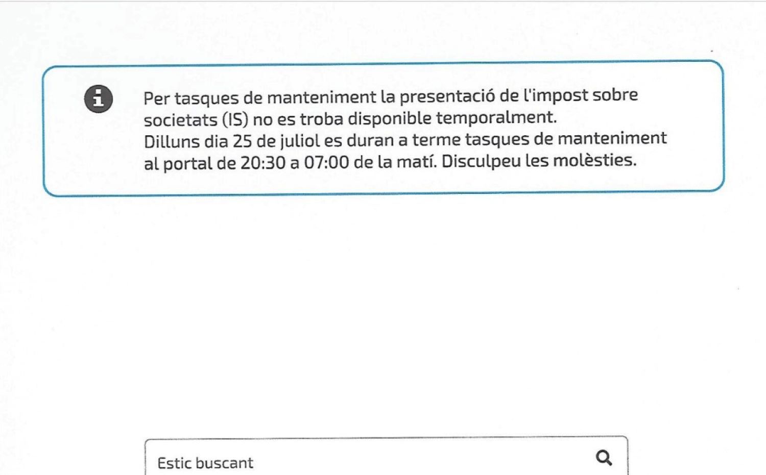 Un dels missatges que està donant els darrers dies la web de Tributs. Un dels missatges que està donant els darrers dies la web de Tributs.