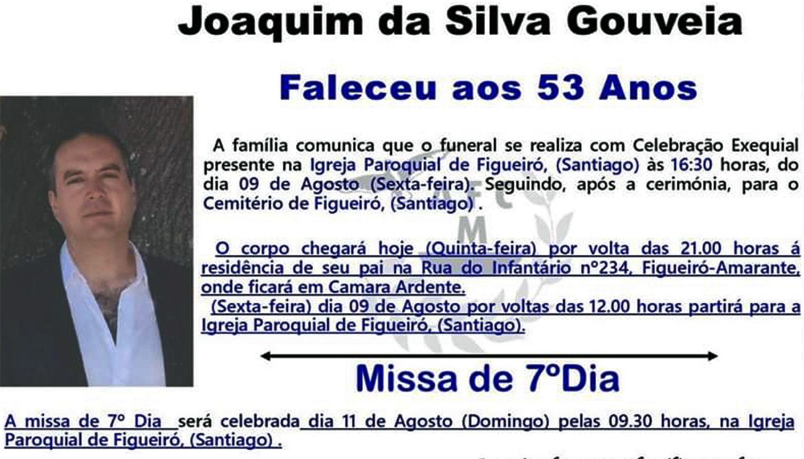 Esquela difosa per la funerària per exprés desig de la família.