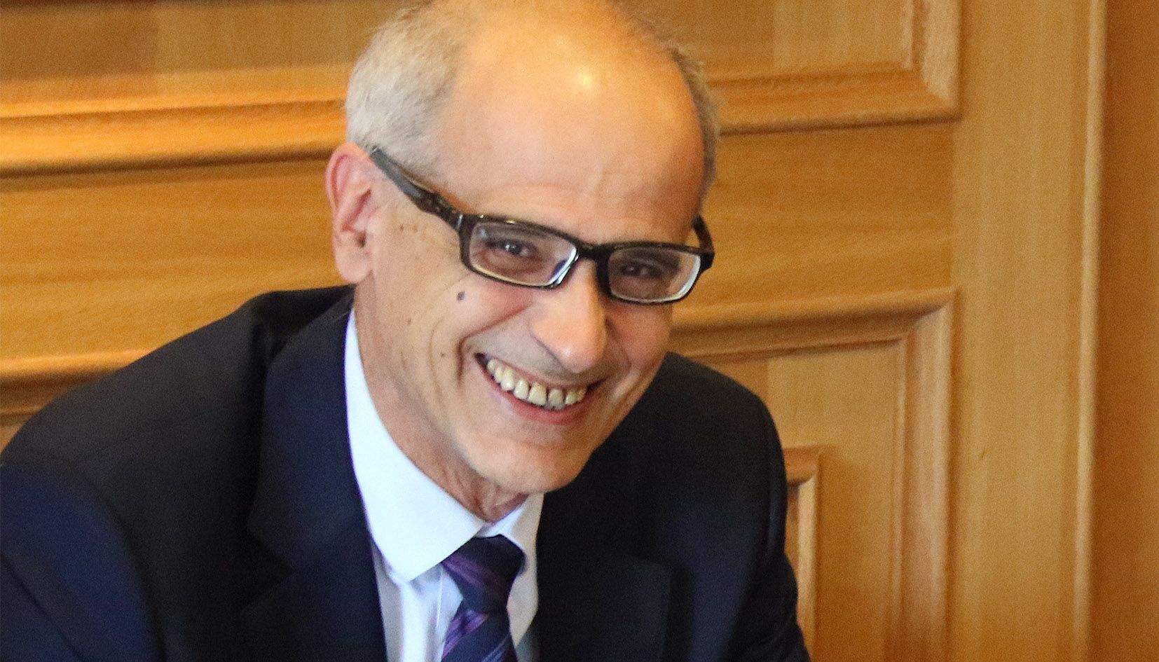 Toni Martí en una de les darreres compareixences públiques, en el moment de donar el relleu a Xavier Espot a l'edifici de Govern.