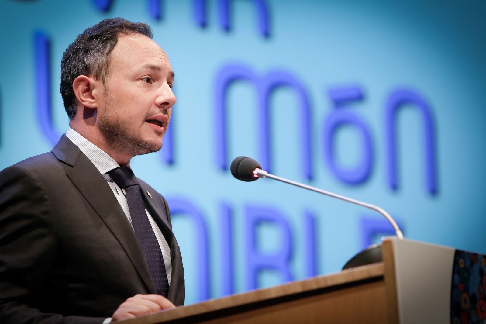 El cap de Govern, Xavier Espot, durant el discurs inaugural d'una edició anterior de la Universitat d'Estiu.