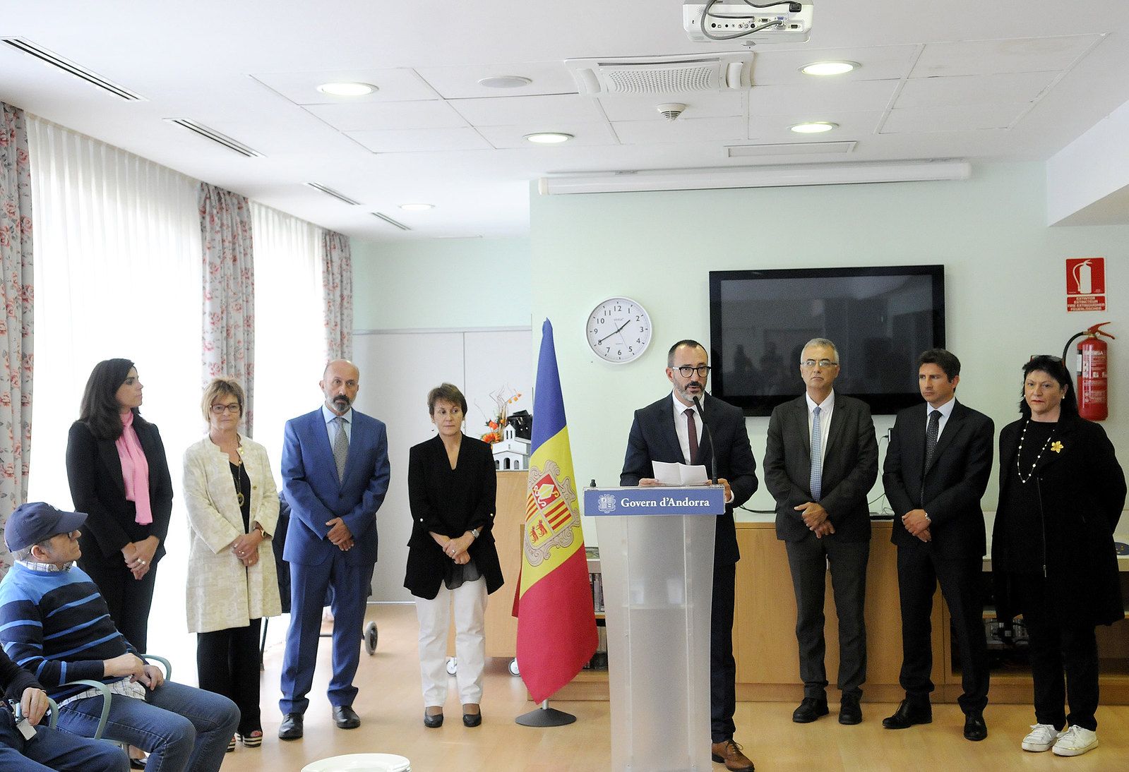 El ministre Víctor Filloy durant el seu discurs en la festivitat de Meritxell al Cedre.