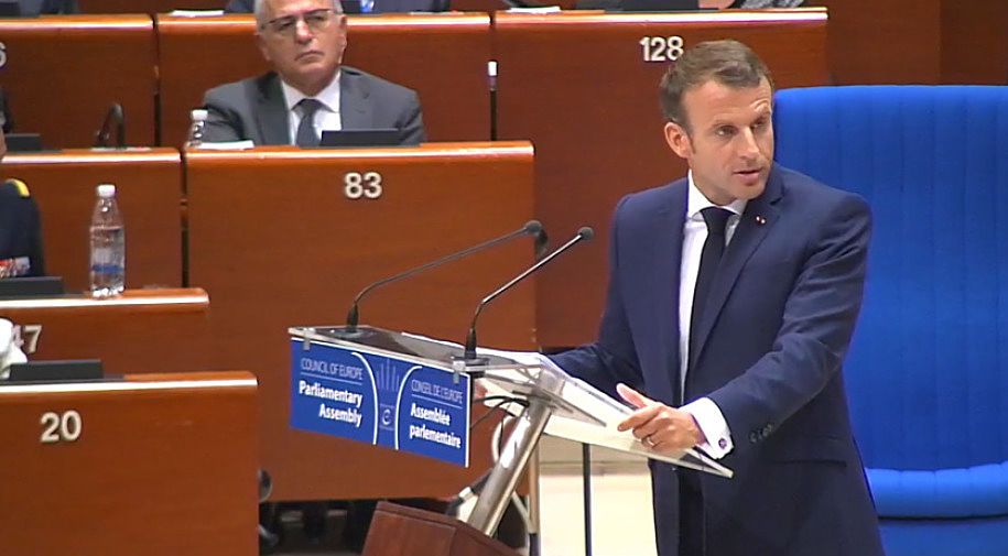 Macron, durant la seva intervenció al Consell d'Europa