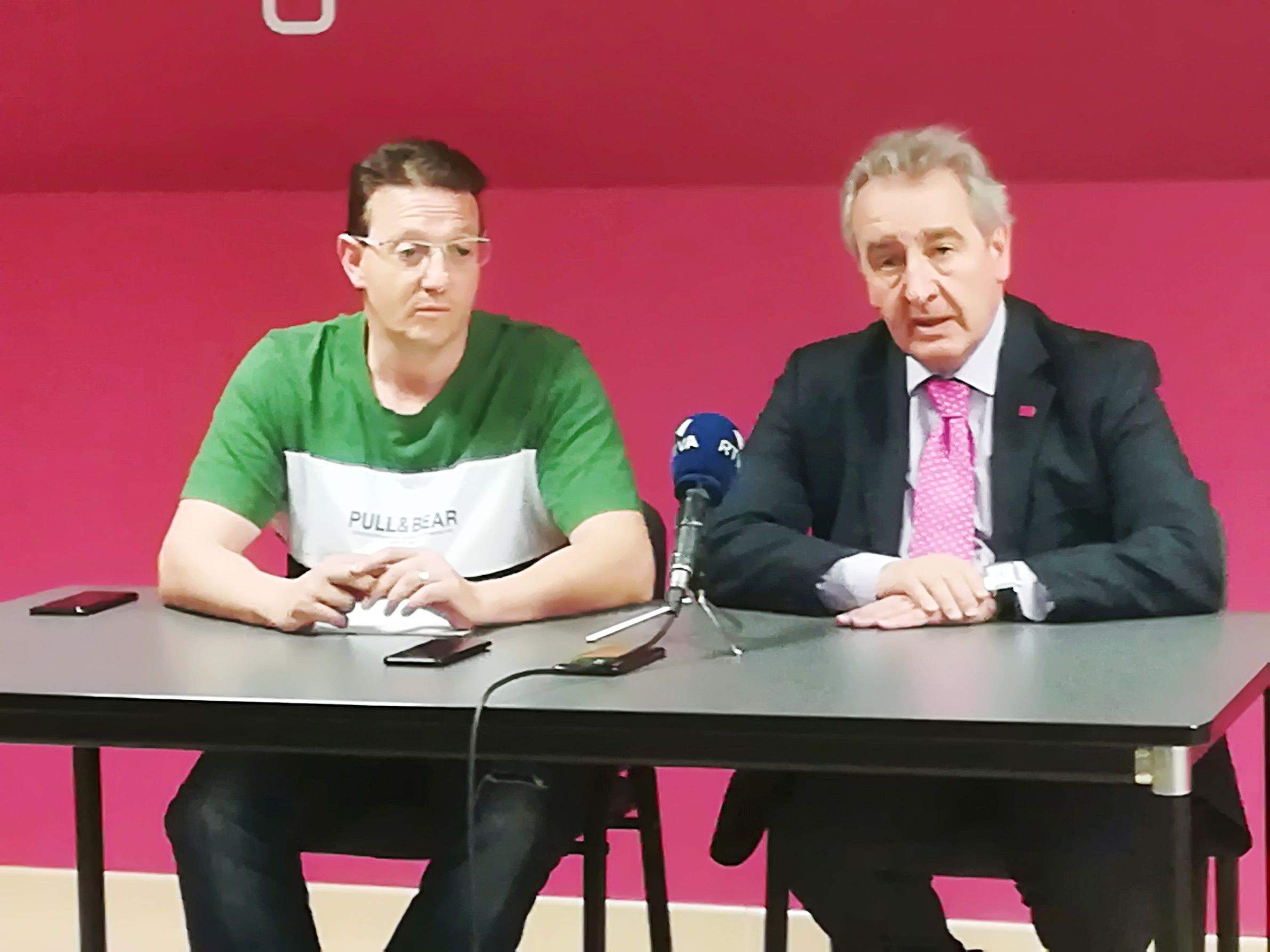 Josep Lluís Donsión i Jaume Bartumeu durant la roda de premsa d'aquest dimarts.