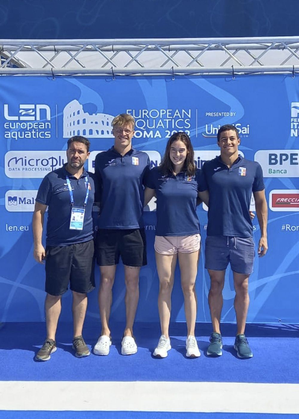 L'expedició andorrana als europeus de Roma amb els germans Lomero i Nàdia Tudó.