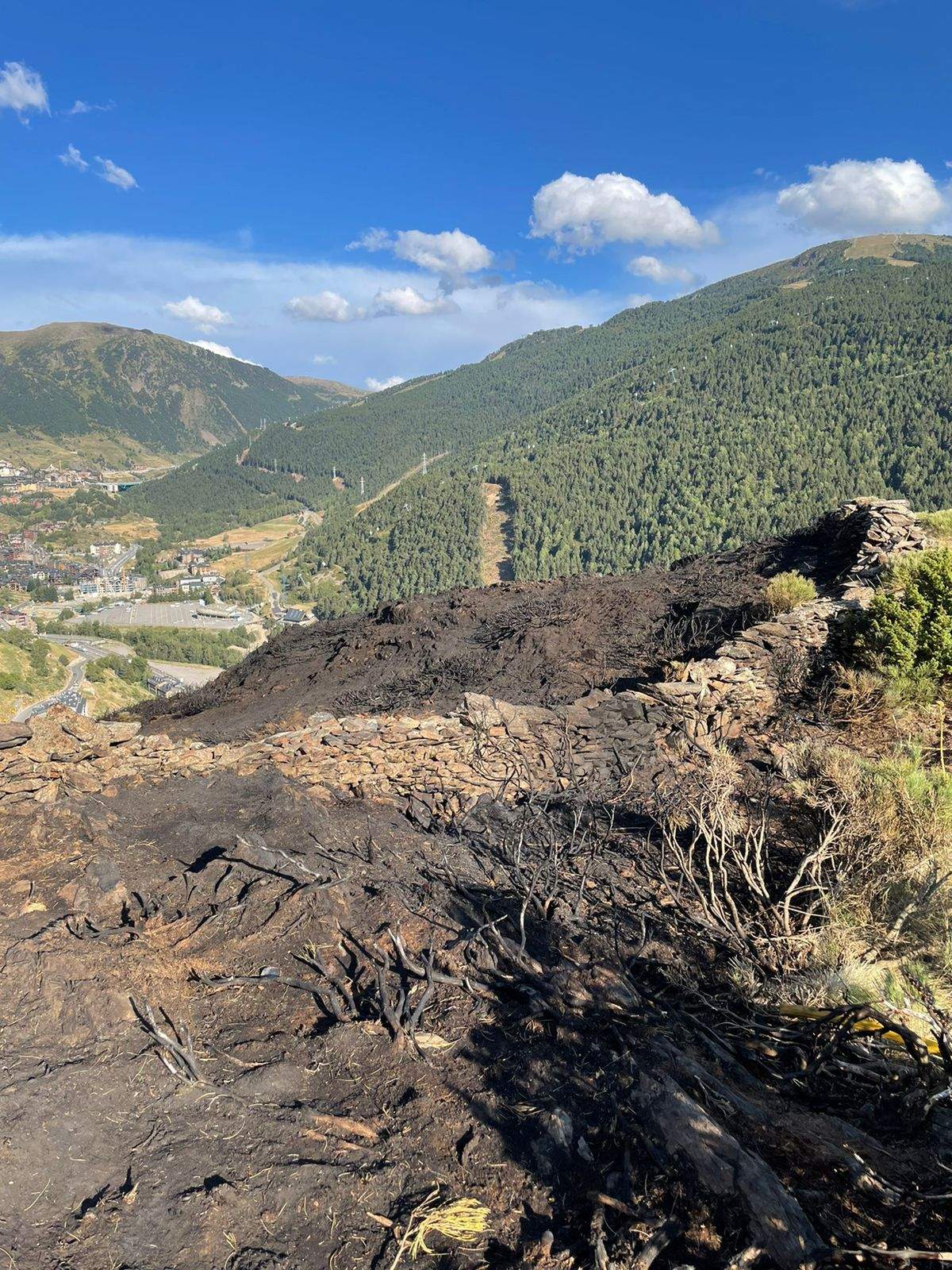 Estat en què va quedar la zona cremada als Plans de Ransol.
