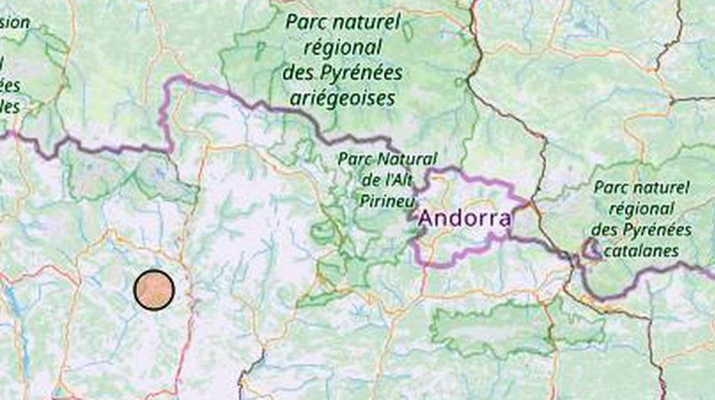 Mapa amb l'epicentre del moviment sísmic-