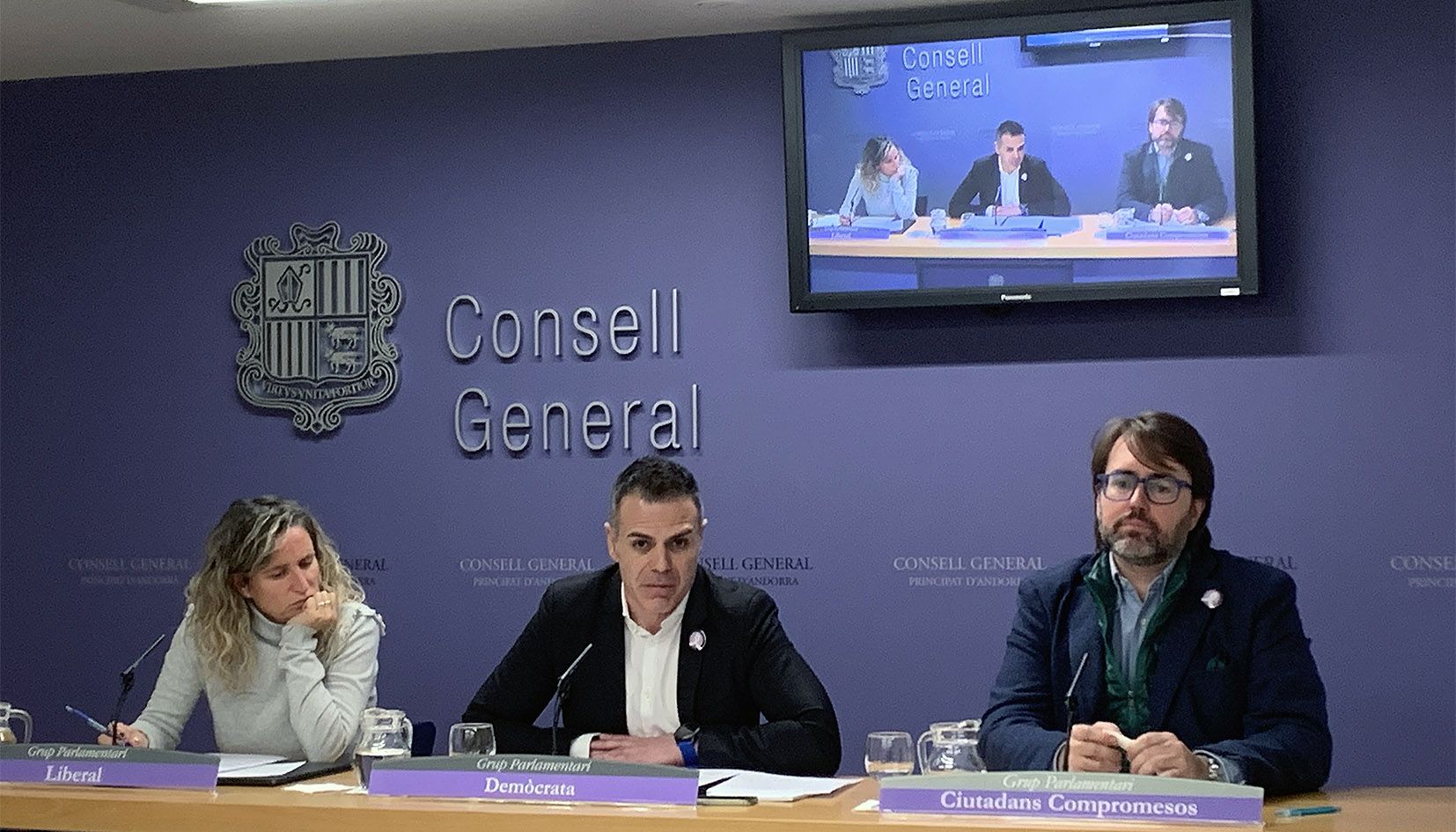 Els consellers Eva López, Joan Carles Ramos i Carles Naudi han presentat la proposició de llei.