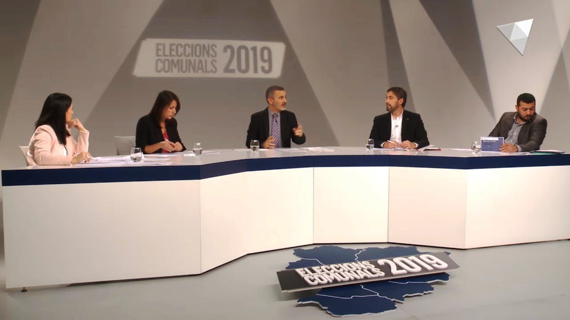 Els candidats d'Encamp durant el debat a Andorra Televisió.