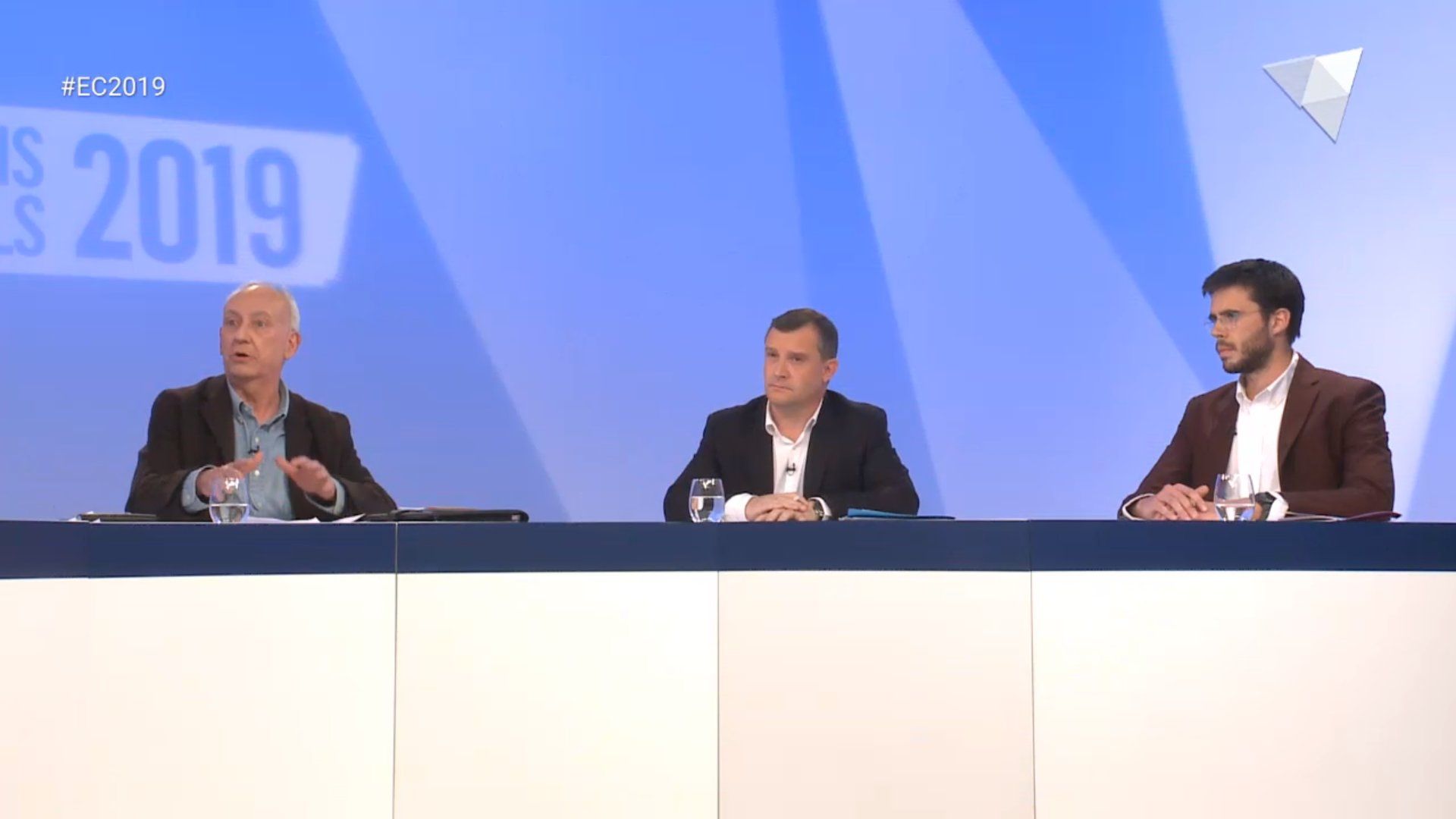 Els tres candidats de Sant Julià de Lòria durant el debat.