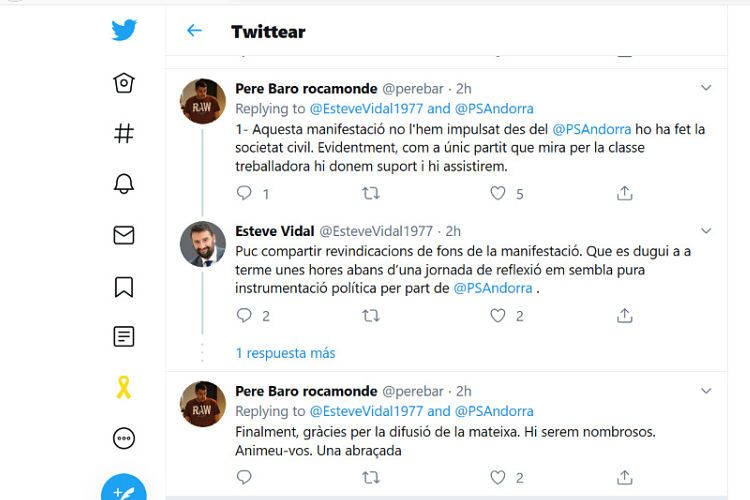 Part de la conversa a Twitter entre Vidal i Baró.