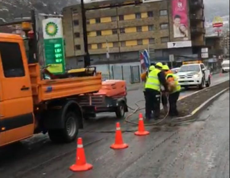 Operaris treballant per eliminar la jardinera.