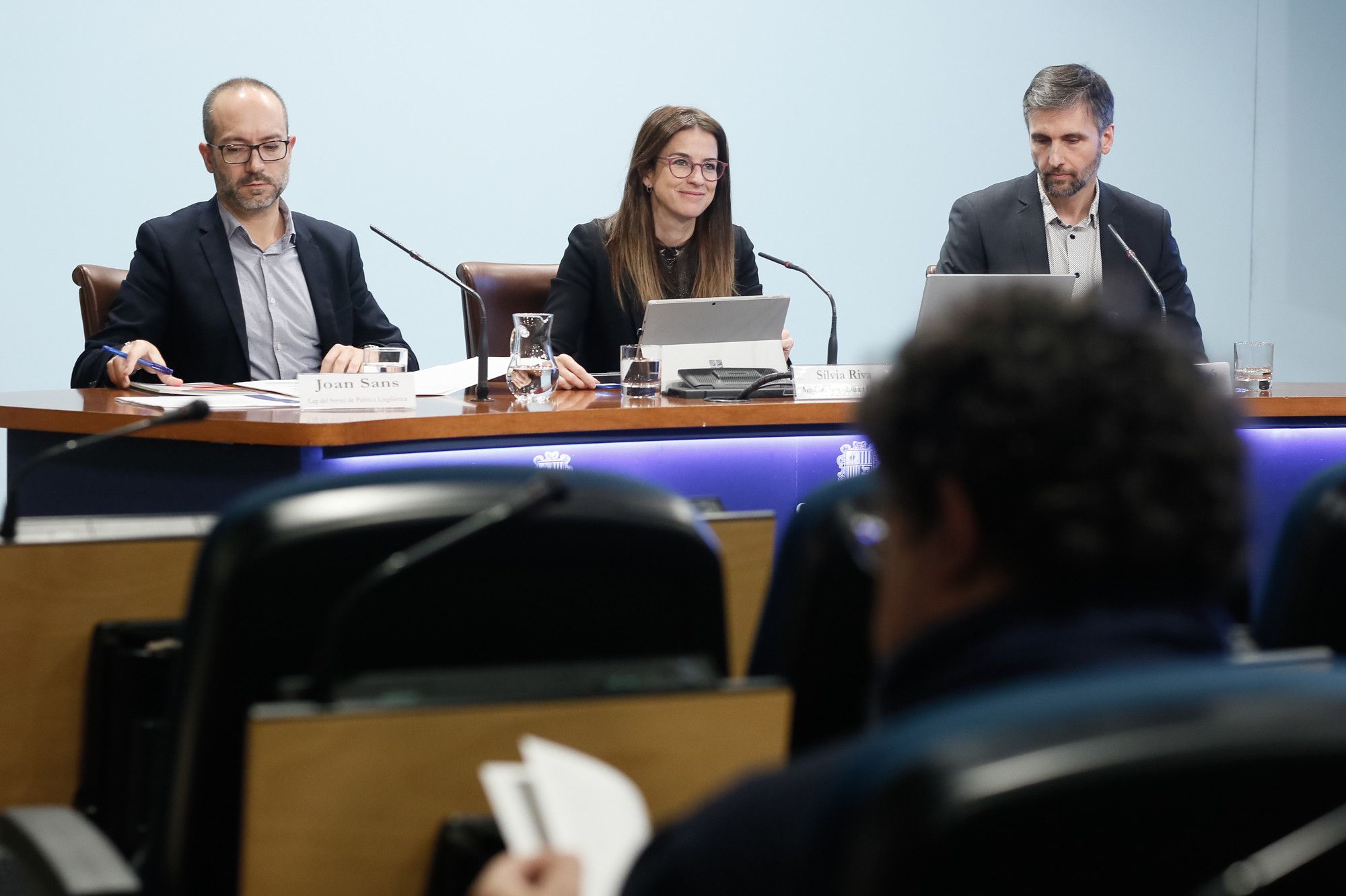 Joan Sans, Sílvia Riva i Joan Micó durant la presentació de l'estudi.