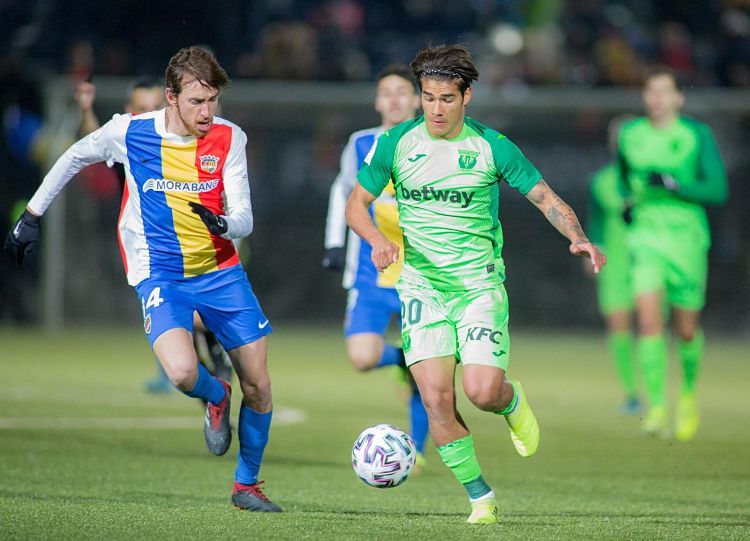 Un instant del duel de Copa davant el Leganés del qual l'Andorra vol passar pàgina.
