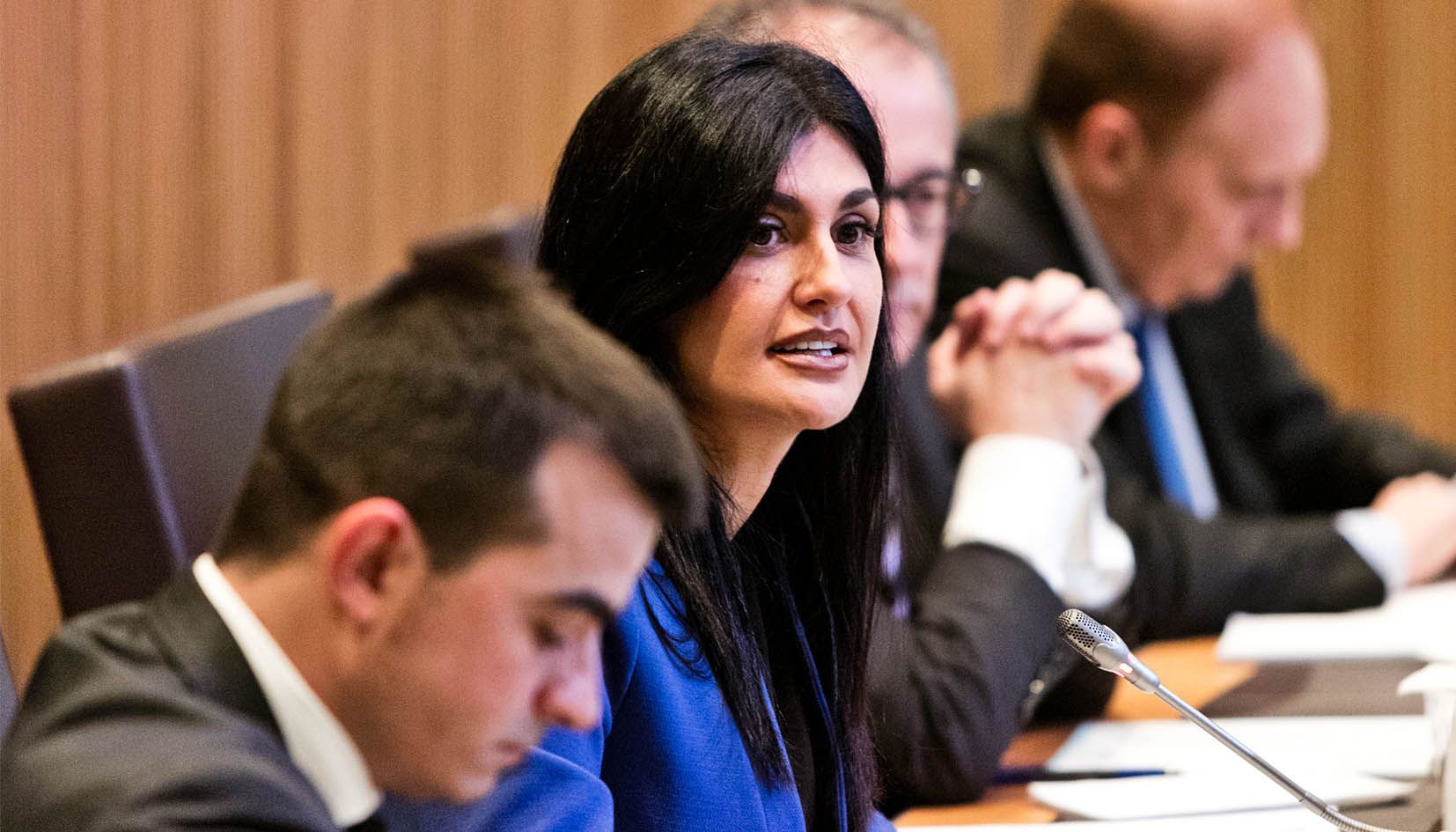 Carine Montaner durant una sessió del Consell General.