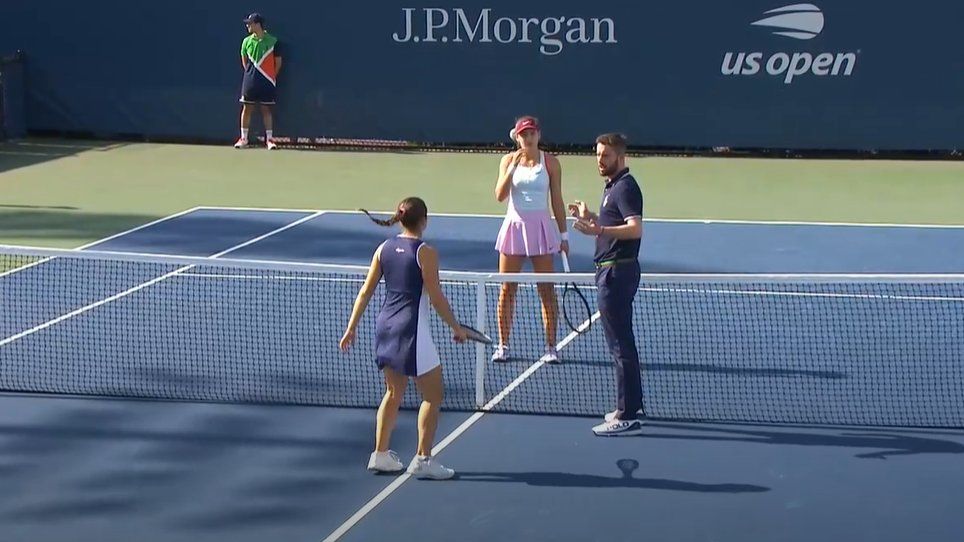 Vicky Jiménez en el partit de la fase prèvia de l'US Open.