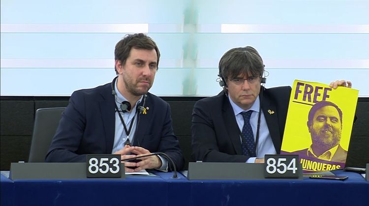 Comin i Puigdemont, al parlament europeu.