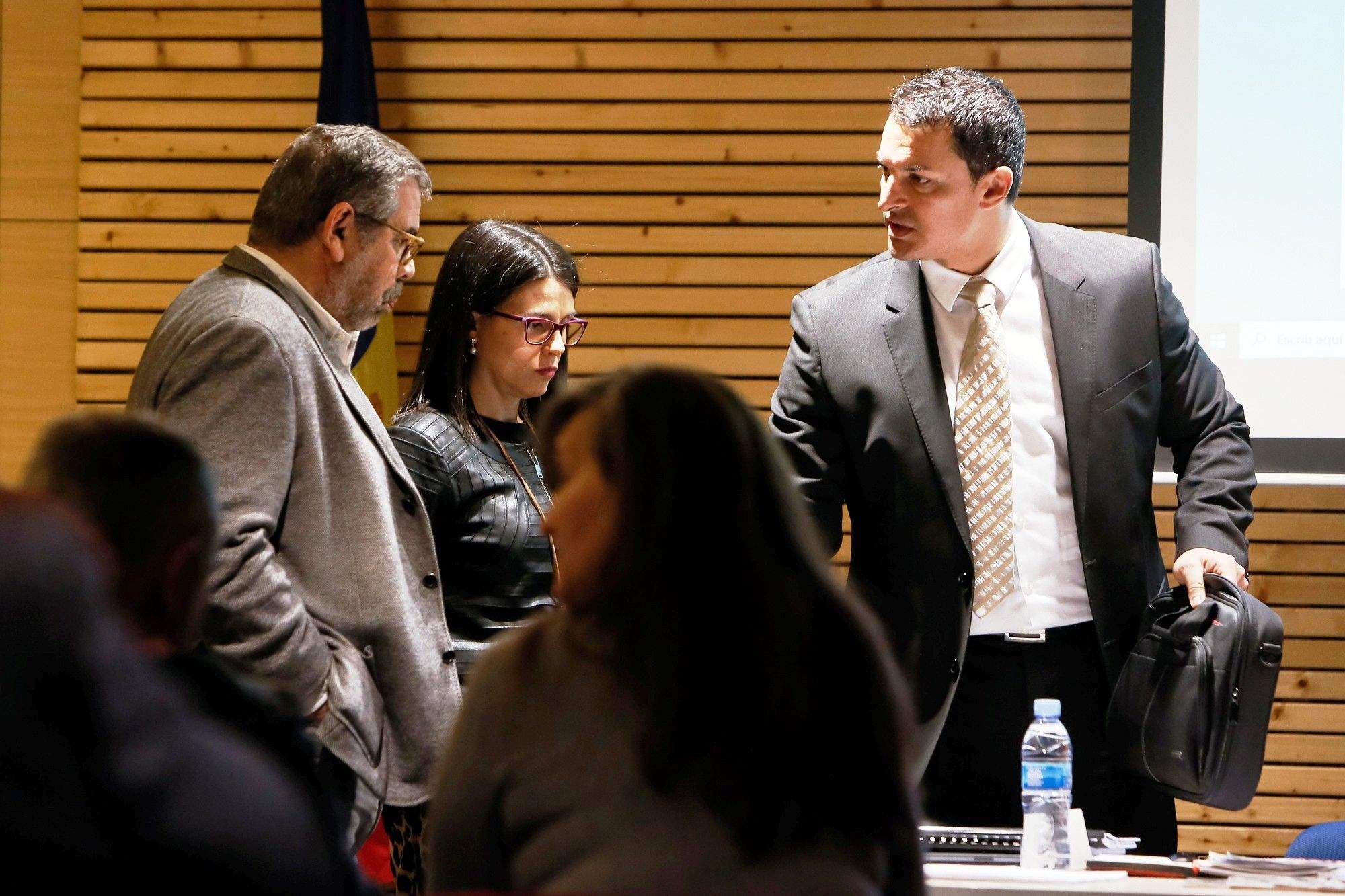 Gallardo amb els cònsols d'Encamp aquest divendres al Pas de la Casa.