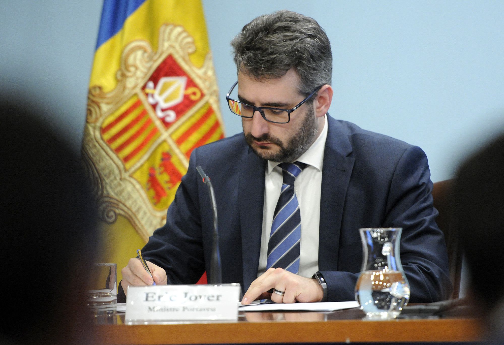 El ministre portaveu, Eric Jover durant la roda de premsa d'aquest dimecres. El ministre portaveu, Eric Jover durant la roda de premsa d'aquest dimecres.