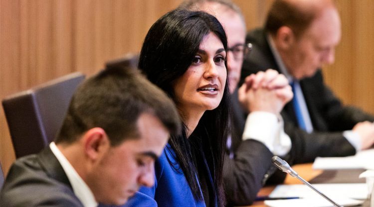 Carine Montaner durant una sessió de Consell General.