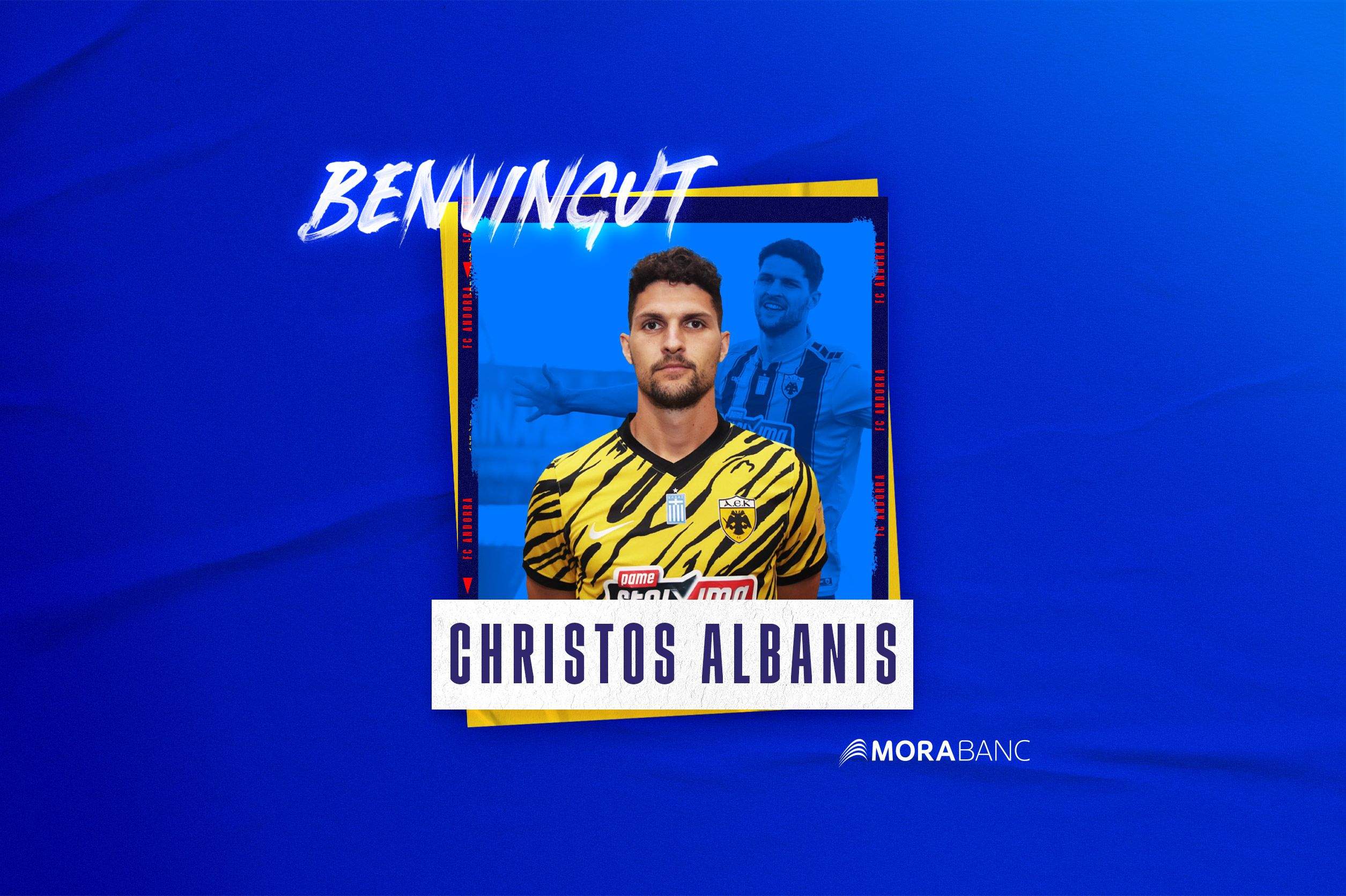 El missatge de benvinguda a Christos Albanis.