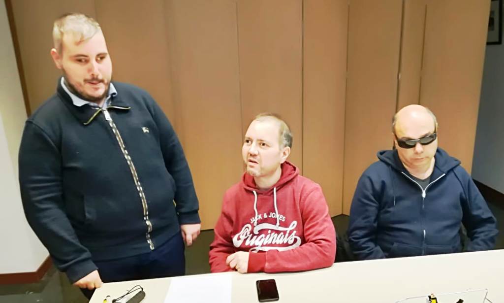 Marc Latorre, David Latorre i Jordi Casellas, de l'Associació de Discapacitats Visuals i Auditius d'Andorra