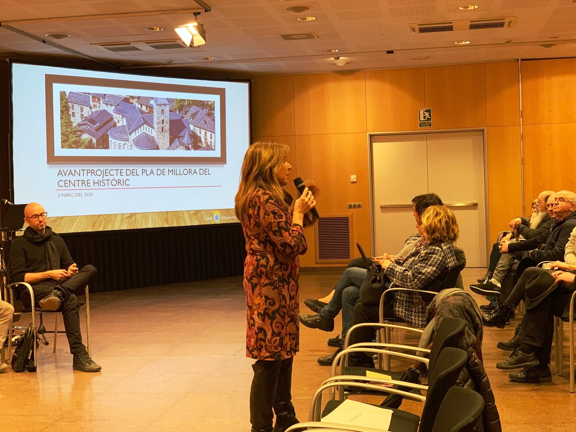 La cònsol major d'Andorra la Vella, Conxita Marsol durant la presentació dels projectes.
