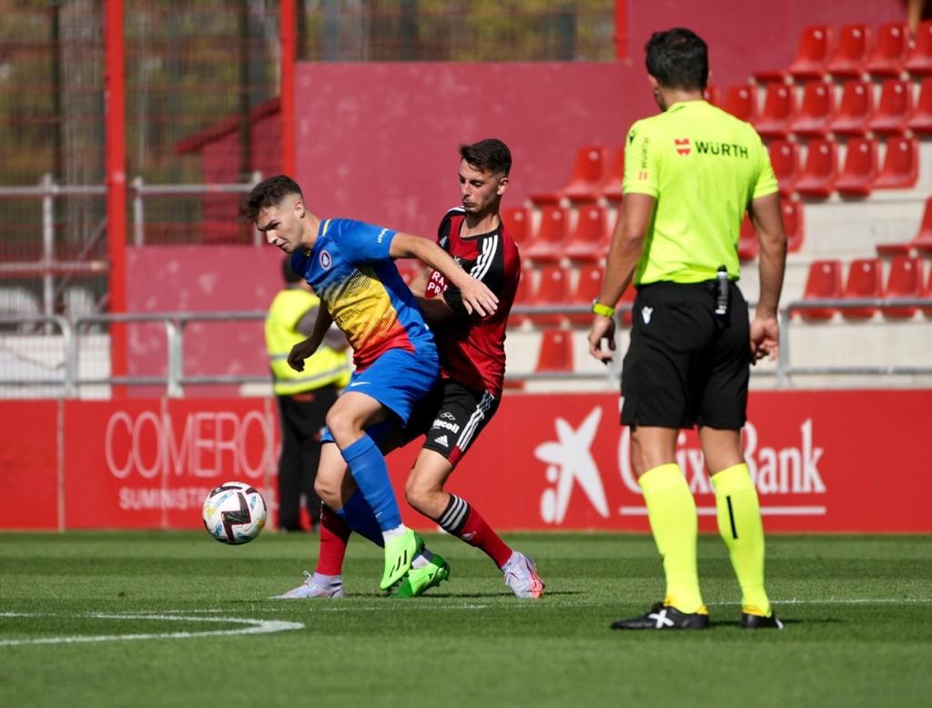 Un instant del duel a Miranda, la darrera visita dels tricolors.