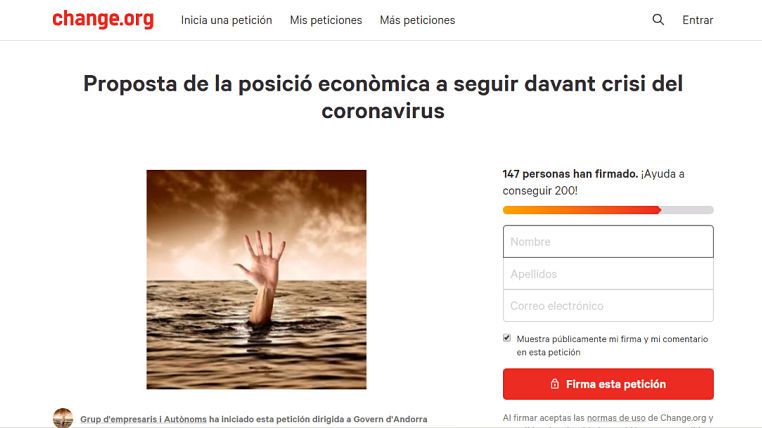 La petició a Change.org